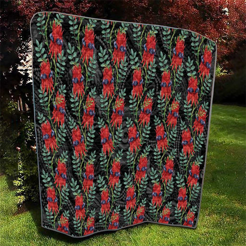 Australia Sturt's Desert Pea Quilt Aussie Native Flowers Indigenous Art - Aussie Hoodie