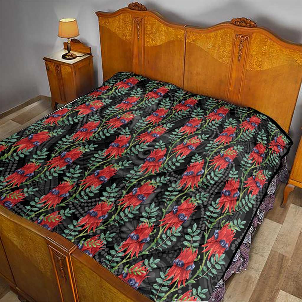 Australia Sturt's Desert Pea Quilt Aussie Native Flowers Indigenous Art - Aussie Hoodie