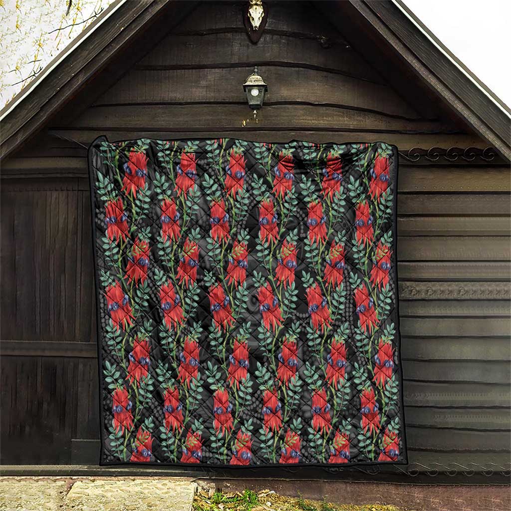 Australia Sturt's Desert Pea Quilt Aussie Native Flowers Indigenous Art - Aussie Hoodie
