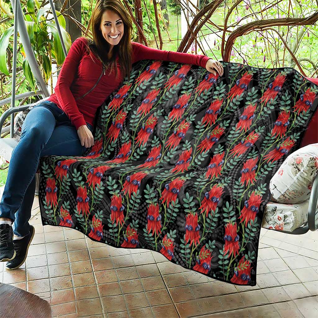 Australia Sturt's Desert Pea Quilt Aussie Native Flowers Indigenous Art - Aussie Hoodie