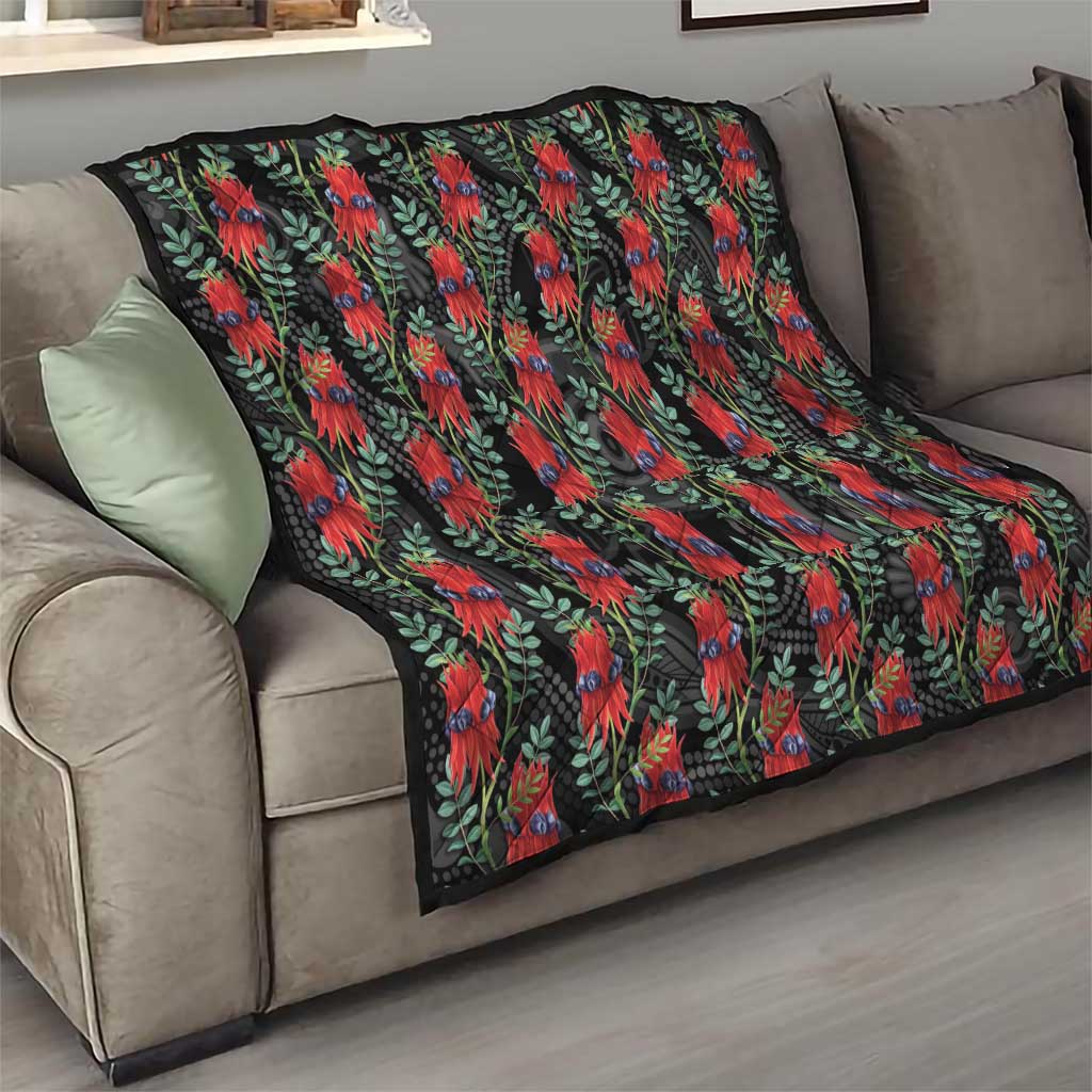 Australia Sturt's Desert Pea Quilt Aussie Native Flowers Indigenous Art - Aussie Hoodie