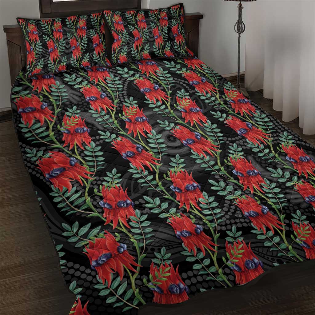 Australia Sturt's Desert Pea Quilt Bed Set Aussie Native Flowers Indigenous Art - Aussie Hoodie