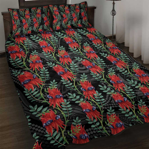 Australia Sturt's Desert Pea Quilt Bed Set Aussie Native Flowers Indigenous Art - Aussie Hoodie