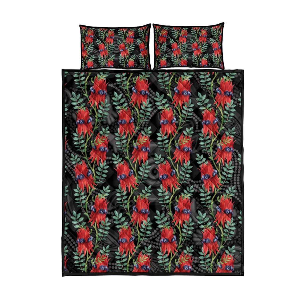 Australia Sturt's Desert Pea Quilt Bed Set Aussie Native Flowers Indigenous Art - Aussie Hoodie