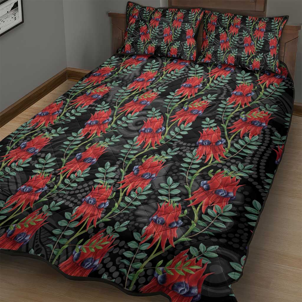 Australia Sturt's Desert Pea Quilt Bed Set Aussie Native Flowers Indigenous Art - Aussie Hoodie