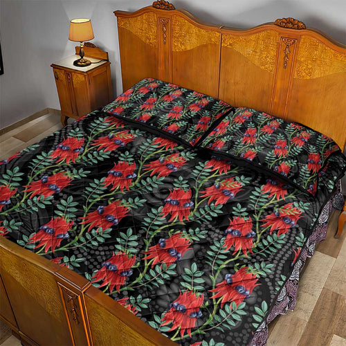 Australia Sturt's Desert Pea Quilt Bed Set Aussie Native Flowers Indigenous Art - Aussie Hoodie