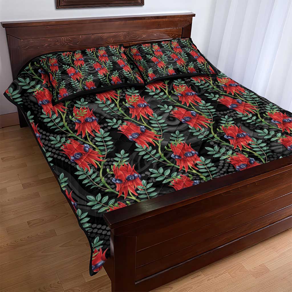 Australia Sturt's Desert Pea Quilt Bed Set Aussie Native Flowers Indigenous Art - Aussie Hoodie