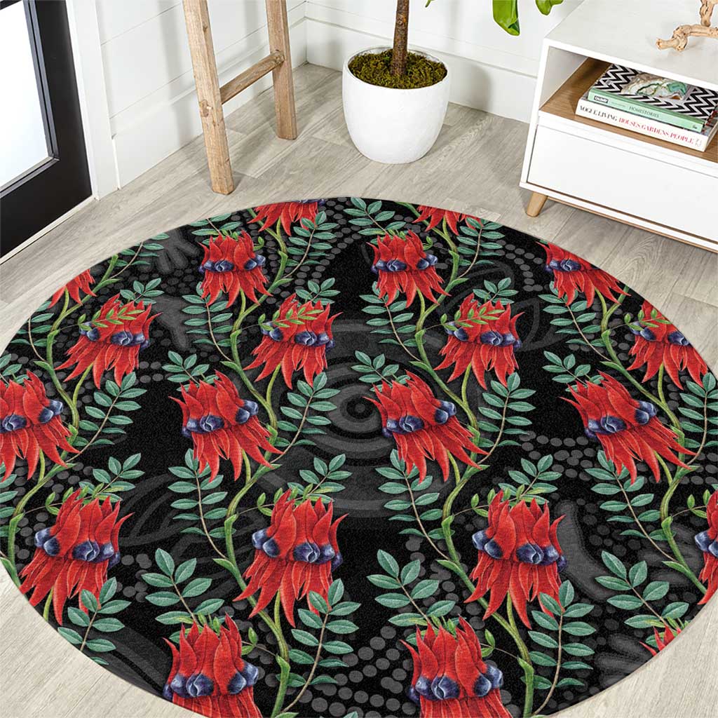 Australia Sturt's Desert Pea Round Carpet Aussie Native Flowers Indigenous Art - Aussie Hoodie