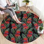 Australia Sturt's Desert Pea Round Carpet Aussie Native Flowers Indigenous Art - Aussie Hoodie