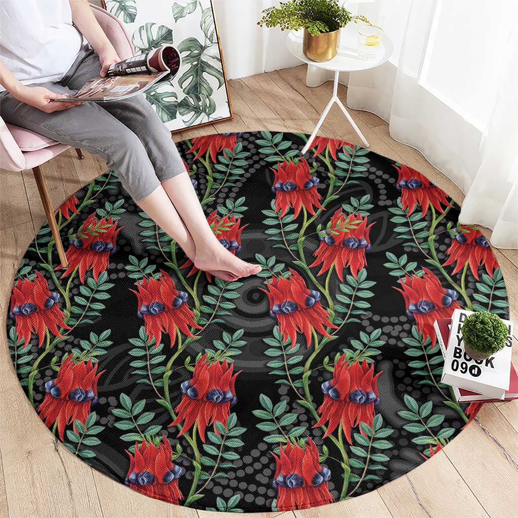 Australia Sturt's Desert Pea Round Carpet Aussie Native Flowers Indigenous Art - Aussie Hoodie