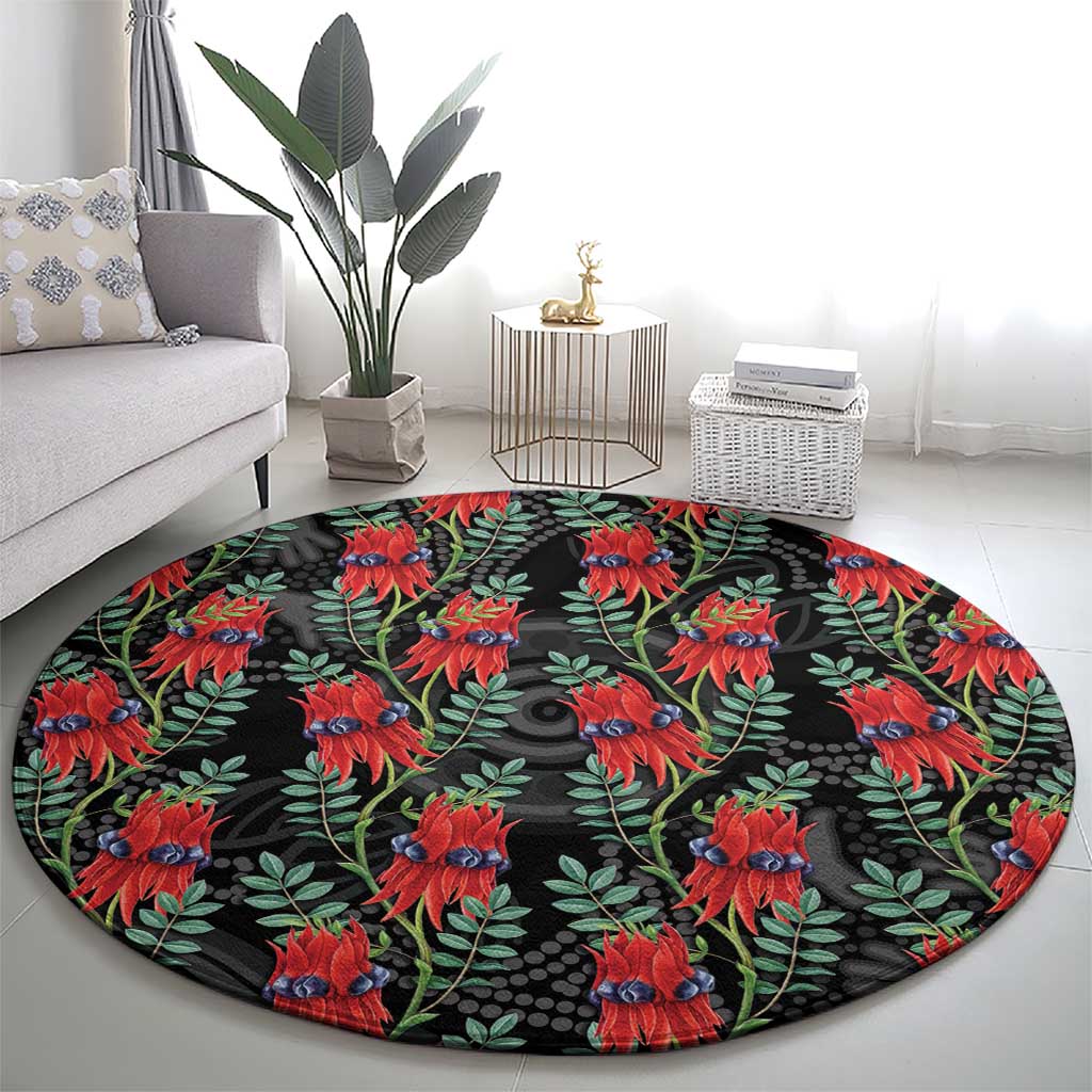 Australia Sturt's Desert Pea Round Carpet Aussie Native Flowers Indigenous Art - Aussie Hoodie