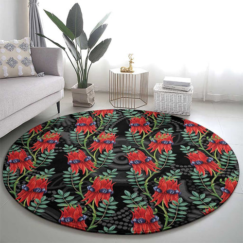 Australia Sturt's Desert Pea Round Carpet Aussie Native Flowers Indigenous Art - Aussie Hoodie