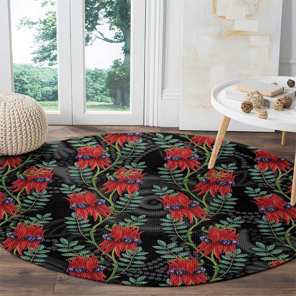 Australia Sturt's Desert Pea Round Carpet Aussie Native Flowers Indigenous Art - Aussie Hoodie