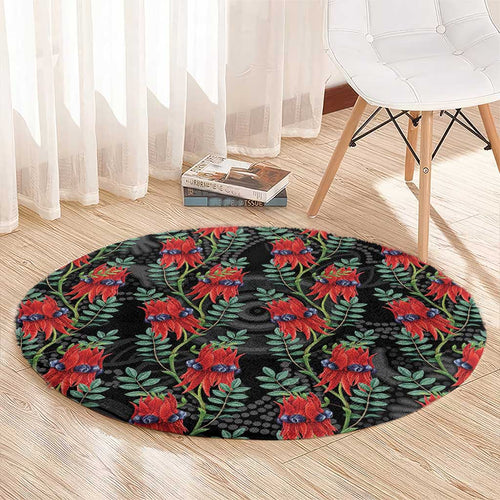 Australia Sturt's Desert Pea Round Carpet Aussie Native Flowers Indigenous Art - Aussie Hoodie
