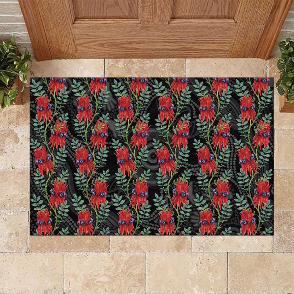 Australia Sturt's Desert Pea Rubber Doormat Aussie Native Flowers Indigenous Art - Aussie Hoodie