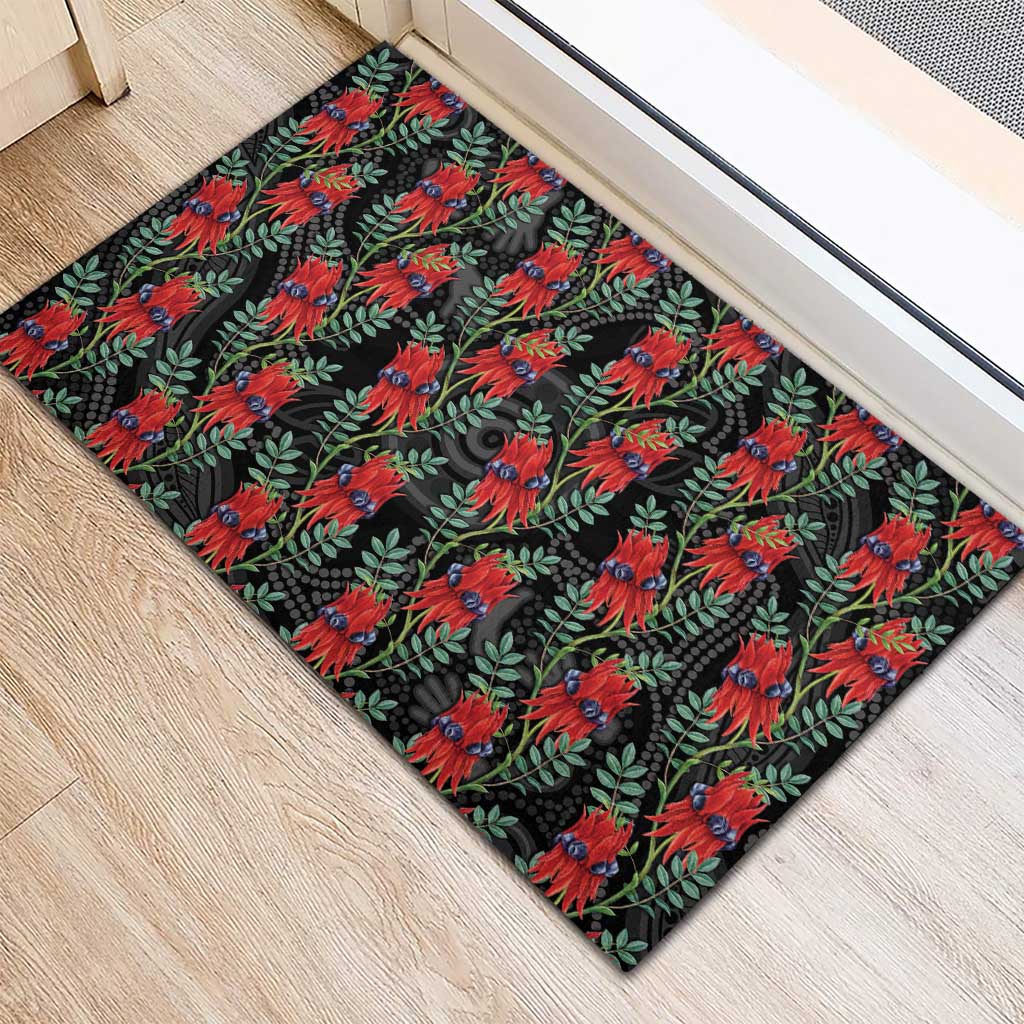 Australia Sturt's Desert Pea Rubber Doormat Aussie Native Flowers Indigenous Art - Aussie Hoodie