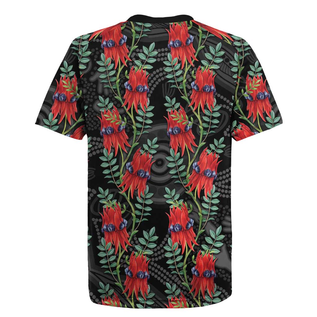 Australia Sturt's Desert Pea Rugby Jersey Aussie Native Flowers Indigenous Art - Aussie Hoodie