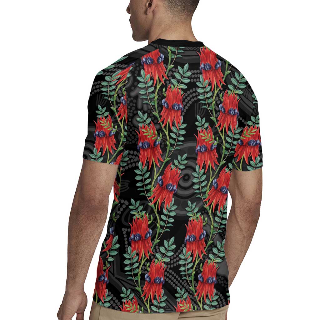 Australia Sturt's Desert Pea Rugby Jersey Aussie Native Flowers Indigenous Art - Aussie Hoodie