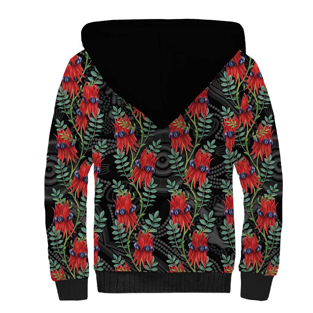 Australia Sturt's Desert Pea Sherpa Hoodie Aussie Native Flowers Indigenous Art - Aussie Hoodie