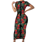 Australia Sturt's Desert Pea Short Sleeve Bodycon Dress Aussie Native Flowers Indigenous Art - Aussie Hoodie