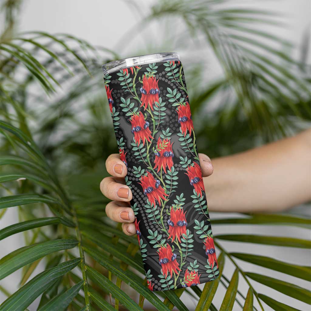 Australia Sturt's Desert Pea Skinny Tumbler Aussie Native Flowers Indigenous Art - Aussie Hoodie