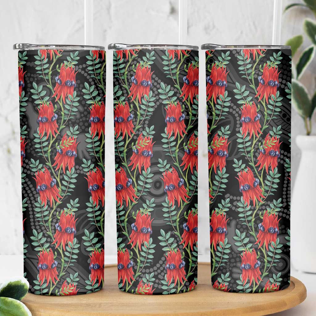 Australia Sturt's Desert Pea Skinny Tumbler Aussie Native Flowers Indigenous Art - Aussie Hoodie
