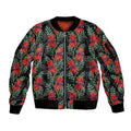 Australia Sturt's Desert Pea Sleeve Zip Bomber Jacket Aussie Native Flowers Indigenous Art - Aussie Hoodie