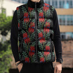 Australia Sturt's Desert Pea Sleeveless Puffer Jacket Aussie Native Flowers Indigenous Art - Aussie Hoodie