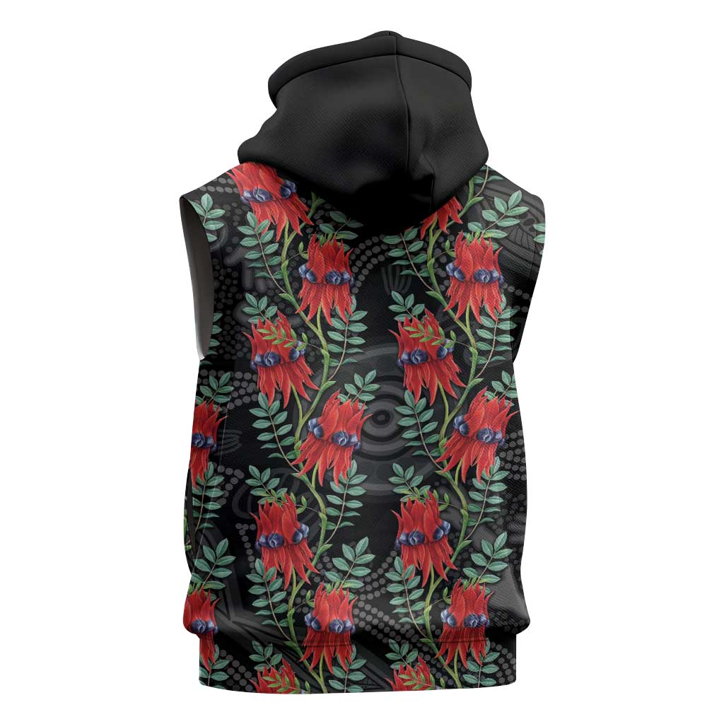 Australia Sturt's Desert Pea Sleeveless Zip Hoodie Aussie Native Flowers Indigenous Art LT14