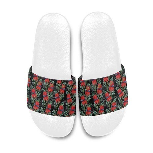 Australia Sturt's Desert Pea Slide Sandals Aussie Native Flowers Indigenous Art - Aussie Hoodie