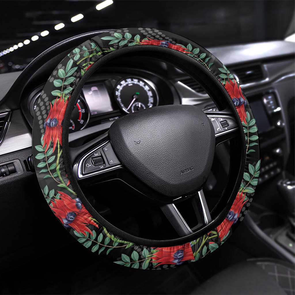 Australia Sturt's Desert Pea Steering Wheel Cover Aussie Native Flowers Indigenous Art - Aussie Hoodie