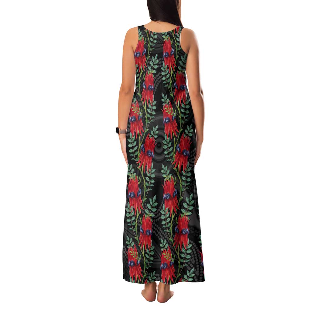 Australia Sturt's Desert Pea Tank Maxi Dress Aussie Native Flowers Indigenous Art - Aussie Hoodie