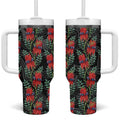 Australia Sturt's Desert Pea Tumbler With Handle Aussie Native Flowers Indigenous Art - Aussie Hoodie