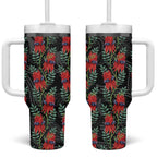 Australia Sturt's Desert Pea Tumbler With Handle Aussie Native Flowers Indigenous Art - Aussie Hoodie