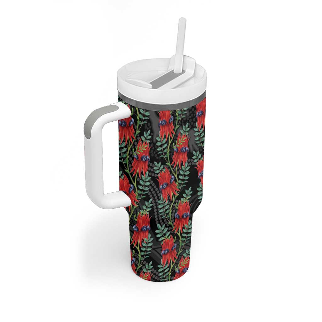 Australia Sturt's Desert Pea Tumbler With Handle Aussie Native Flowers Indigenous Art - Aussie Hoodie