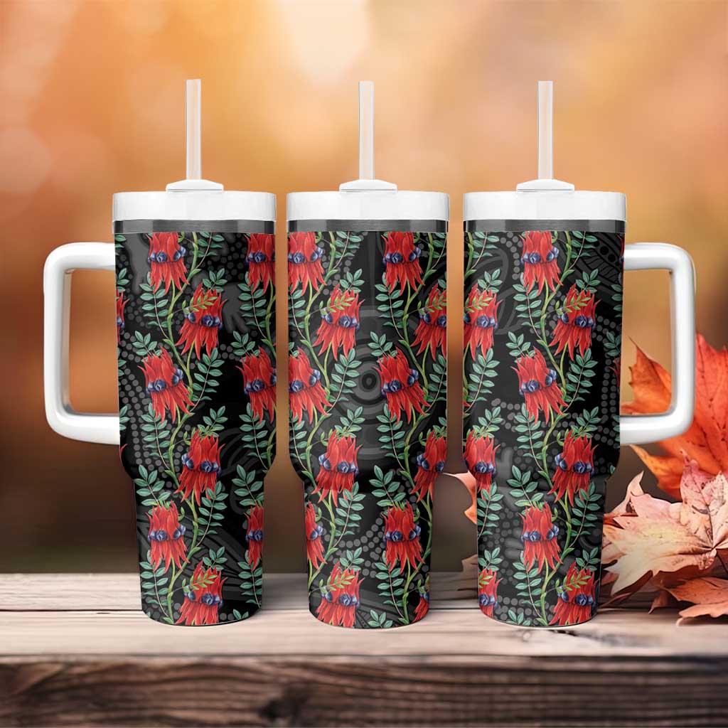 Australia Sturt's Desert Pea Tumbler With Handle Aussie Native Flowers Indigenous Art - Aussie Hoodie