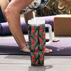 Australia Sturt's Desert Pea Tumbler With Handle Aussie Native Flowers Indigenous Art - Aussie Hoodie