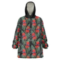 Australia Sturt's Desert Pea Wearable Blanket Hoodie Aussie Native Flowers Indigenous Art - Aussie Hoodie