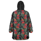 Australia Sturt's Desert Pea Wearable Blanket Hoodie Aussie Native Flowers Indigenous Art - Aussie Hoodie