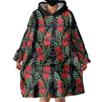 Australia Sturt's Desert Pea Wearable Blanket Hoodie Aussie Native Flowers Indigenous Art - Aussie Hoodie