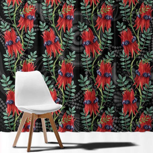 Australia Sturt's Desert Pea Window Curtain Aussie Native Flowers Indigenous Art - Aussie Hoodie