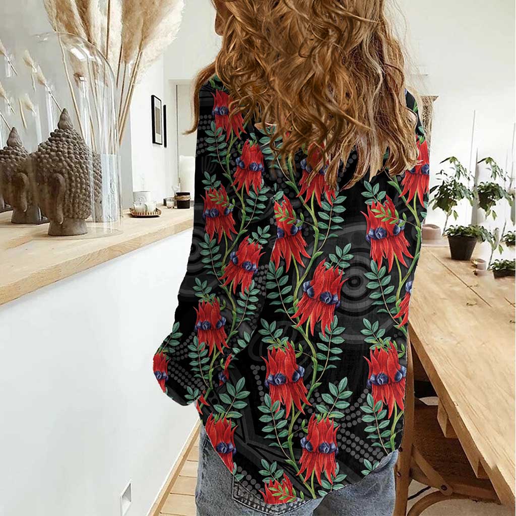 Australia Sturt's Desert Pea Women Casual Shirt Aussie Native Flowers Indigenous Art - Aussie Hoodie