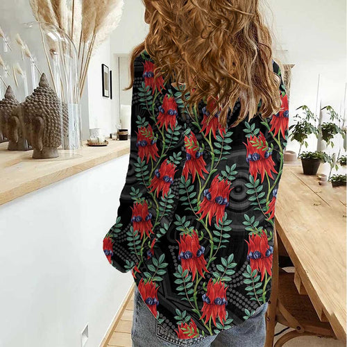 Australia Sturt's Desert Pea Women Casual Shirt Aussie Native Flowers Indigenous Art - Aussie Hoodie