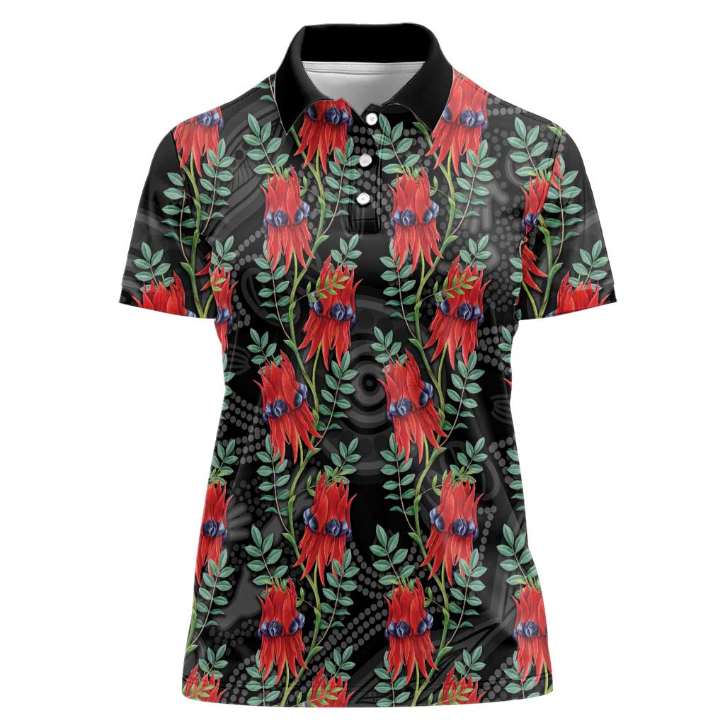 Australia Sturt's Desert Pea Women Polo Shirt Aussie Native Flowers Indigenous Art - Aussie Hoodie