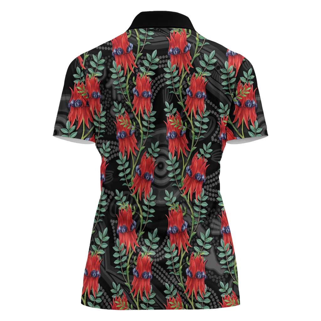 Australia Sturt's Desert Pea Women Polo Shirt Aussie Native Flowers Indigenous Art - Aussie Hoodie