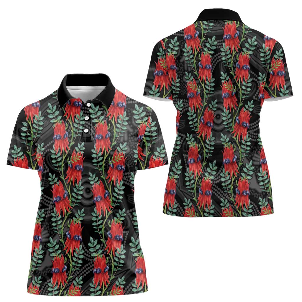 Australia Sturt's Desert Pea Women Polo Shirt Aussie Native Flowers Indigenous Art - Aussie Hoodie