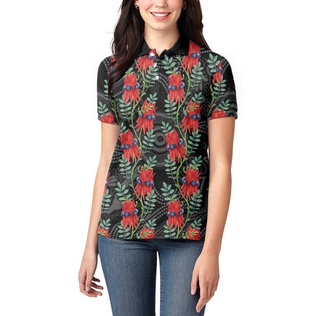 Australia Sturt's Desert Pea Women Polo Shirt Aussie Native Flowers Indigenous Art - Aussie Hoodie