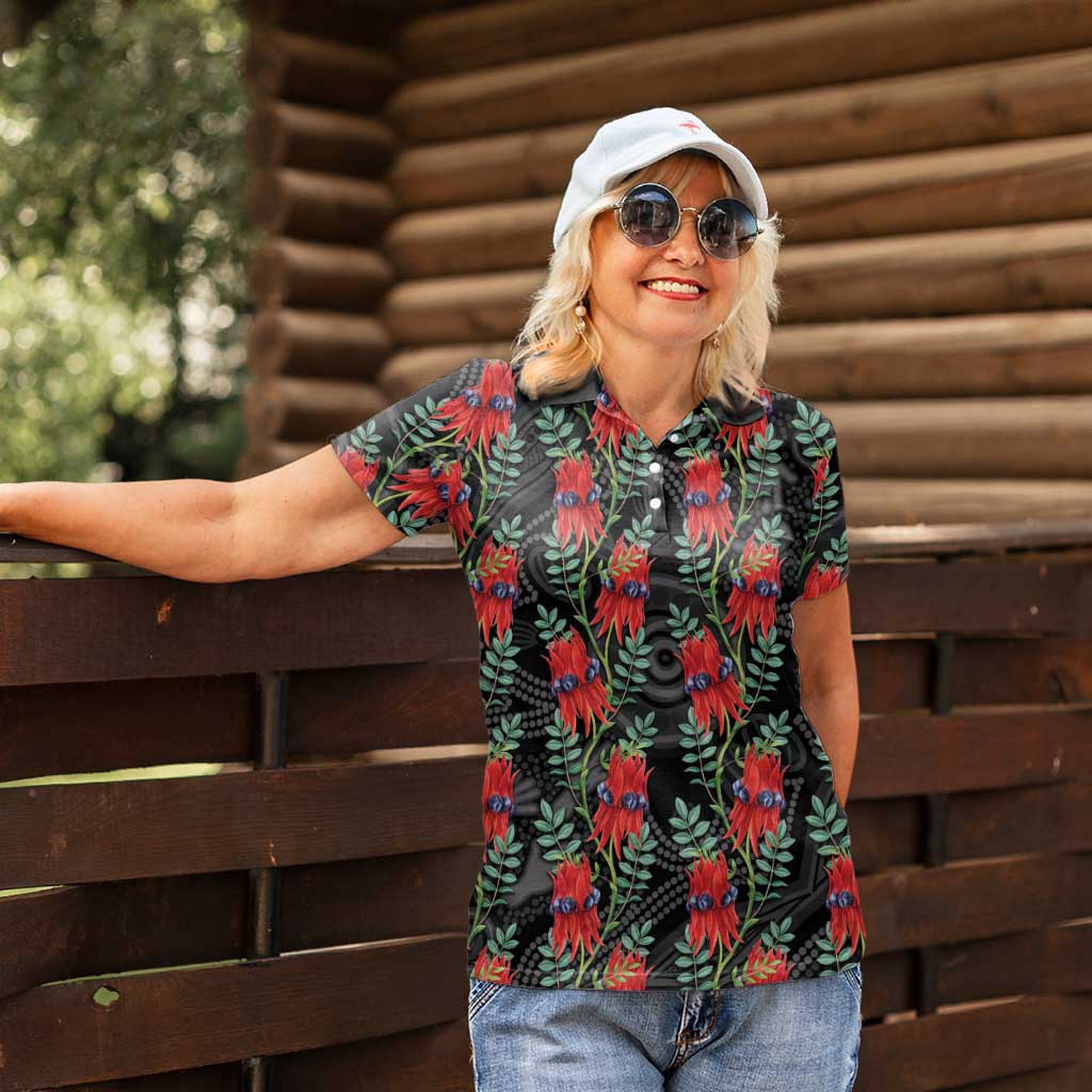 Australia Sturt's Desert Pea Women Polo Shirt Aussie Native Flowers Indigenous Art - Aussie Hoodie