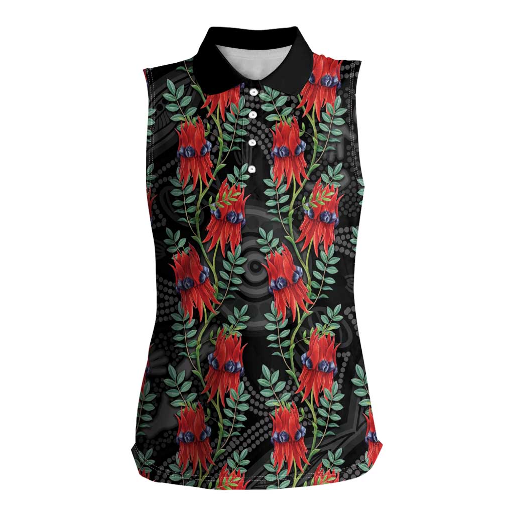 Australia Sturt's Desert Pea Women Sleeveless Polo Shirt Aussie Native Flowers Indigenous Art - Aussie Hoodie