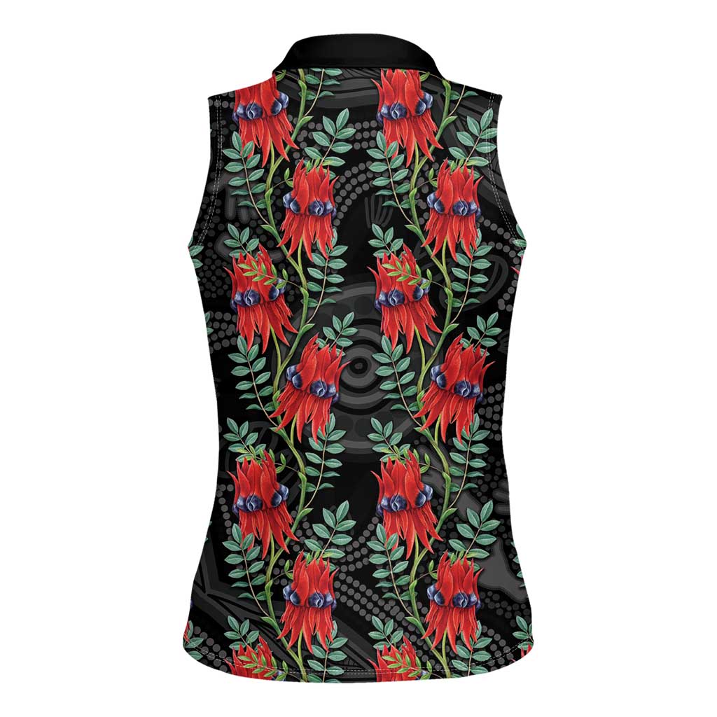 Australia Sturt's Desert Pea Women Sleeveless Polo Shirt Aussie Native Flowers Indigenous Art - Aussie Hoodie